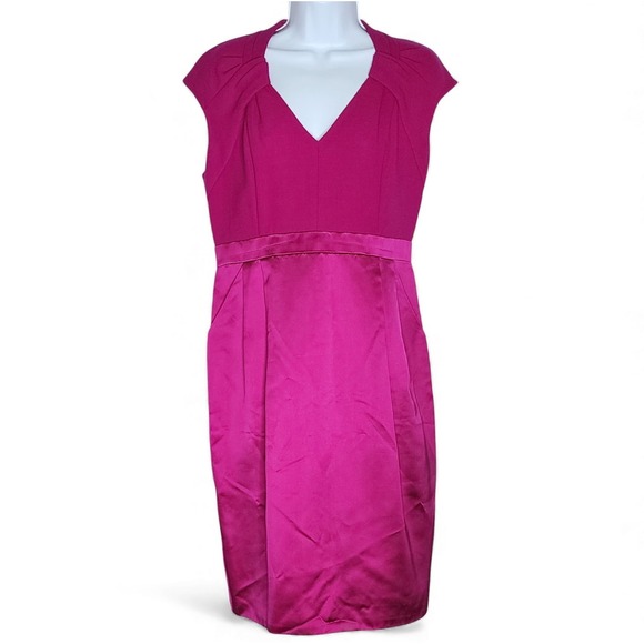 Carmen Marc Valvo Cap-sleeve Cocktail Dress Raspberry Pink Sz 10 - Picture 3 of 14